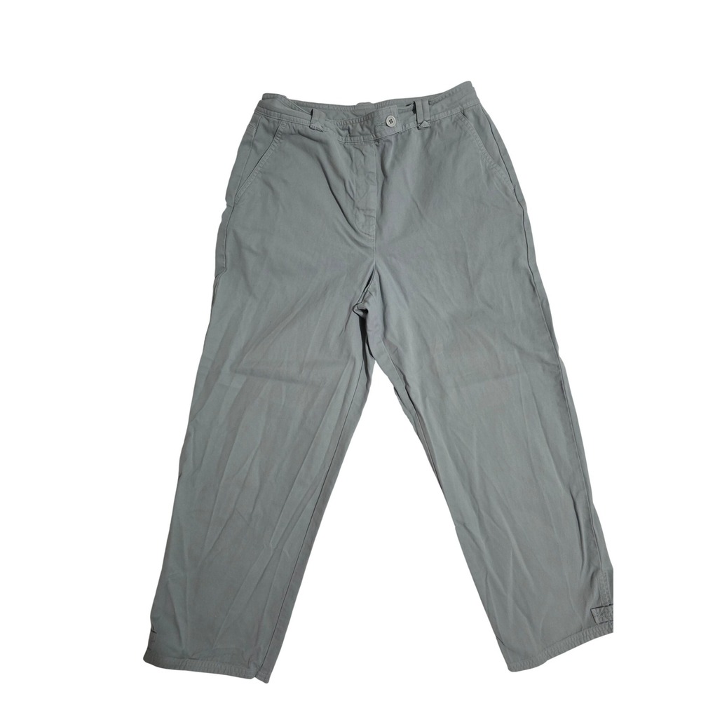 Talbots Womens Sage Green Cotton Chino Straight Leg Capri Button Hem Size‎ 6